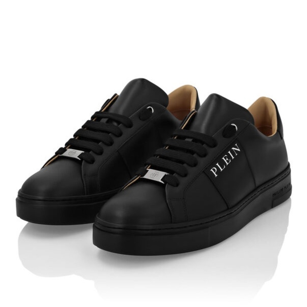 Philipp Plein Nappa Leather Lo-Top Black Sneakers
